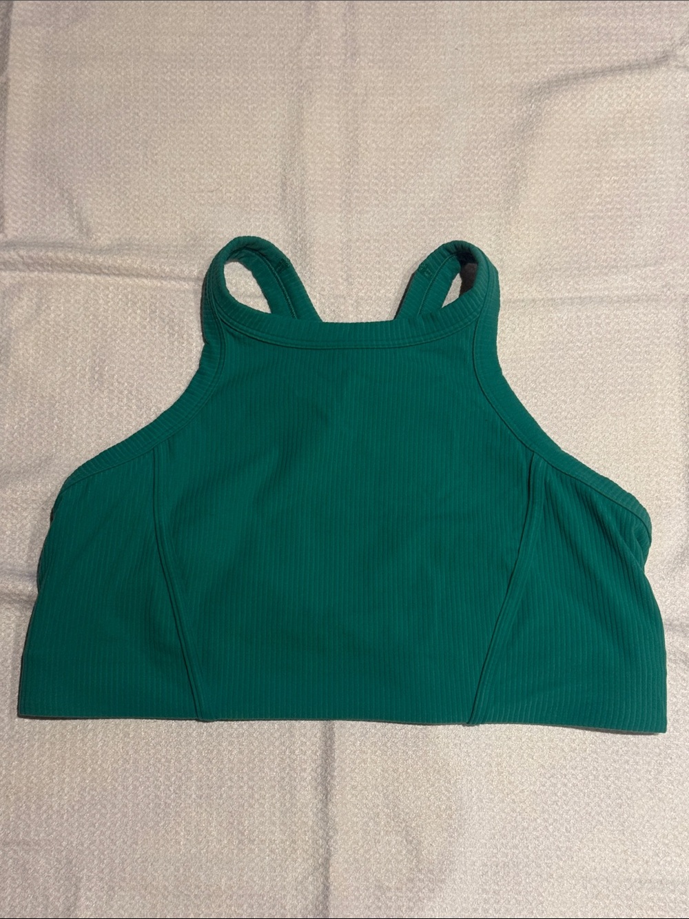 lululemon athletica Teal Ribbed High-Neck Crop Top size 12